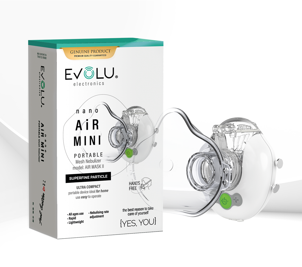 Portable mesh nebulizer (inhaler) NANO AIR MINI – evolu.lv
